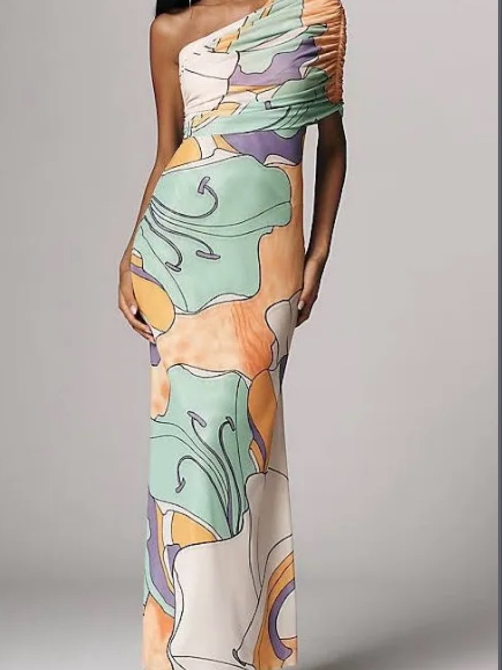 AFRM Mirabel One-Shoulder Multi-Color Printed Maxi Dress - NWT